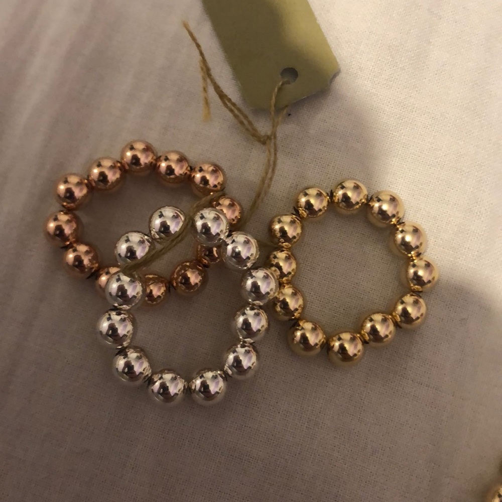 TRI COLOR BEADED STACKABLE RINGS
